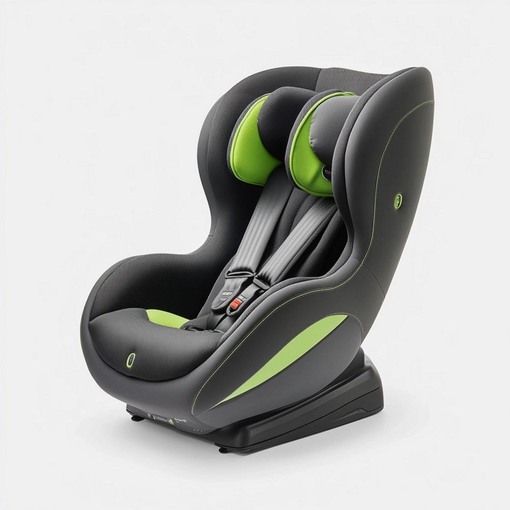 Seggiolino Auto per Bambini in Tessuto Tecnico Nero/Verde con Schienale Regolabile ECE R44/04