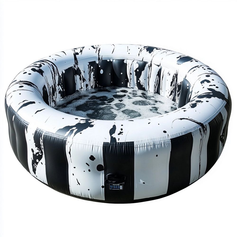 Piscina idromassaggio gonfiabile rotonda in PVC Nero/Bianco con controllo digitale 180x65 cm