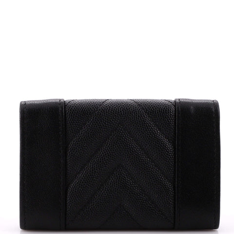 CC Mademoiselle Vintage Flap Card Case Chevron Caviar