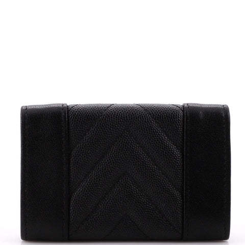 CC Mademoiselle Vintage Flap Card Case Chevron Caviar