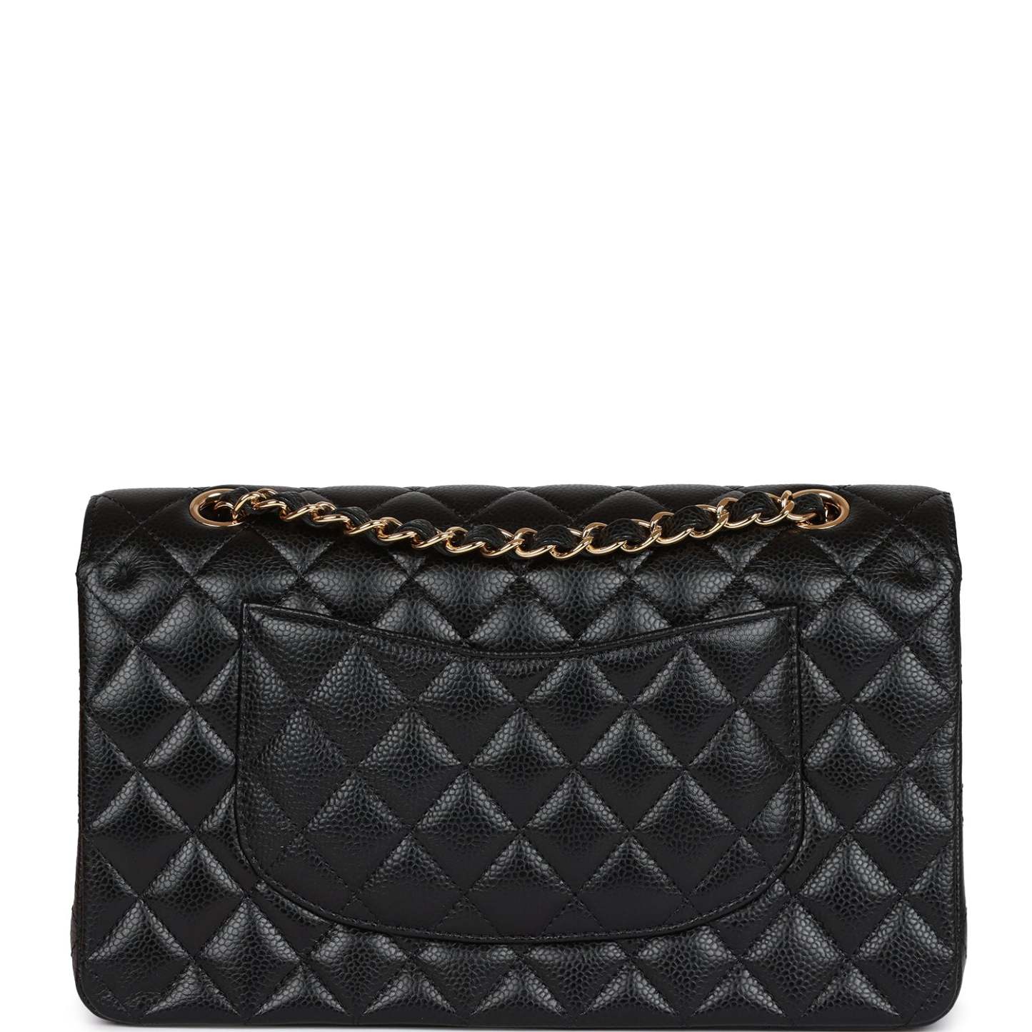 CC Medium Classic Double Flap Bag Black Caviar Gold Hardware