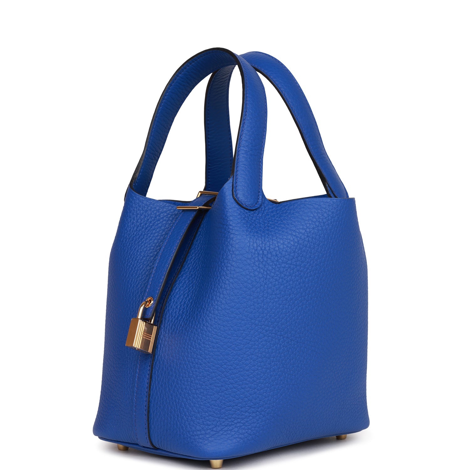 H Picotin Lock 18 Bleu Royal Clemence Gold Hardware