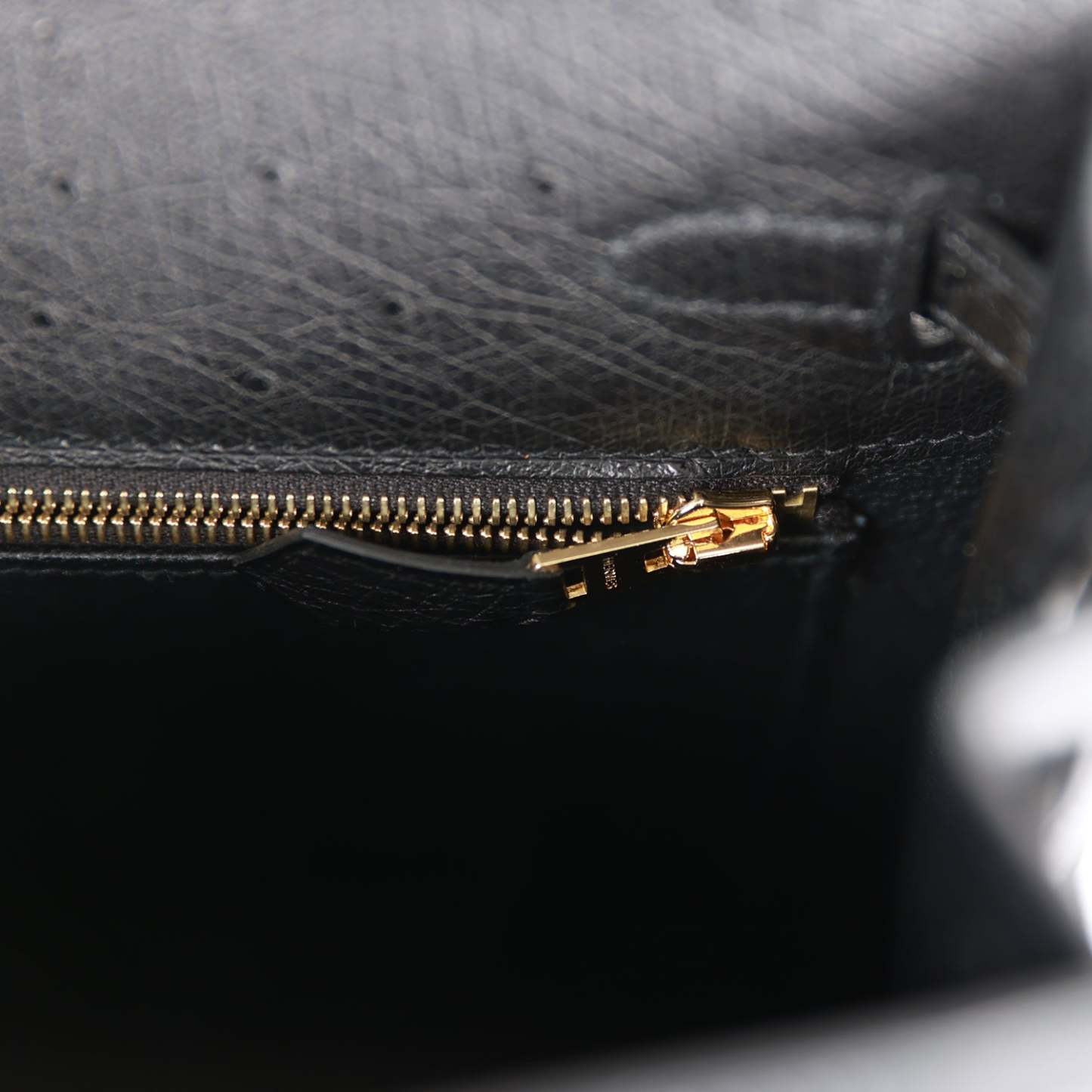 H Kelly Sellier 25 Black Ostrich Gold Hardware