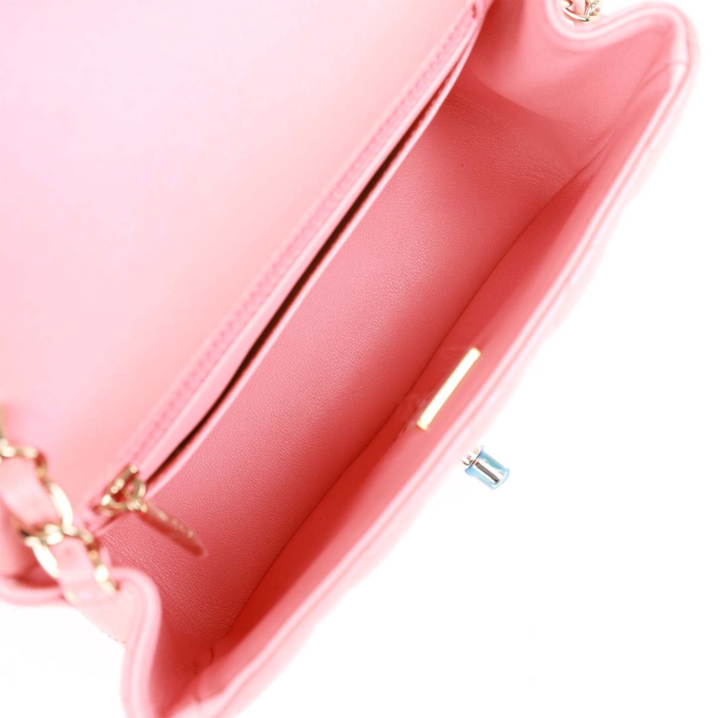 CC Mini Square Flap Bag Pink Lambskin Light Gold Hardware