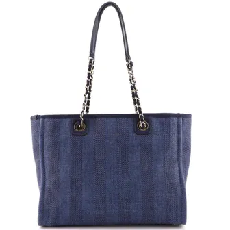 CC Deauville Tote Striped Raffia Small