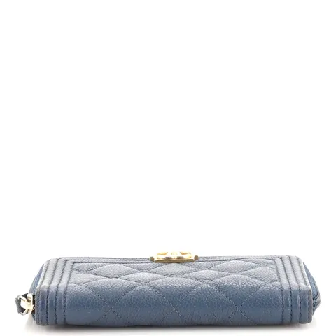 CC Boy Zip Around Wallet Quilted Caviar Small