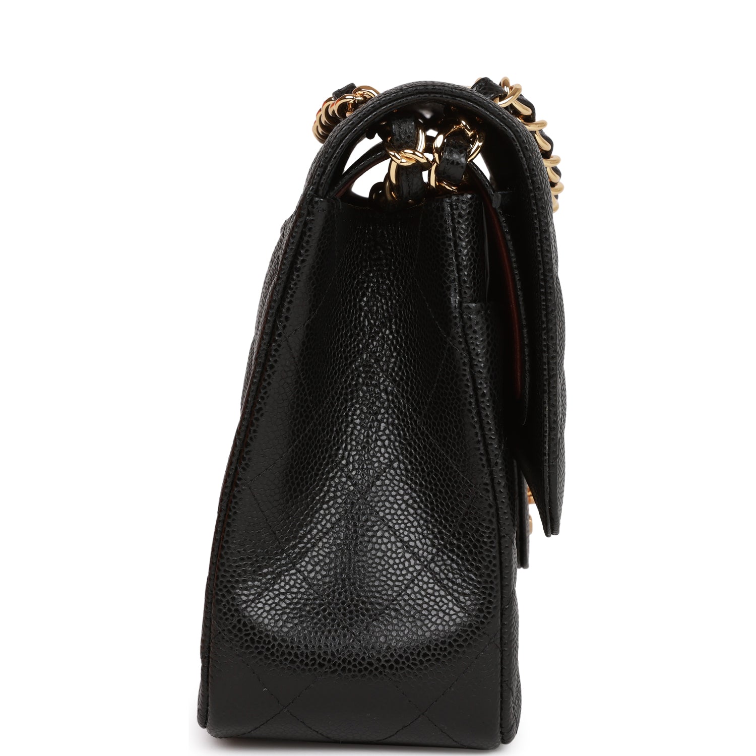 CC Jumbo Classic Double Flap Bag Black Caviar Gold Hardware