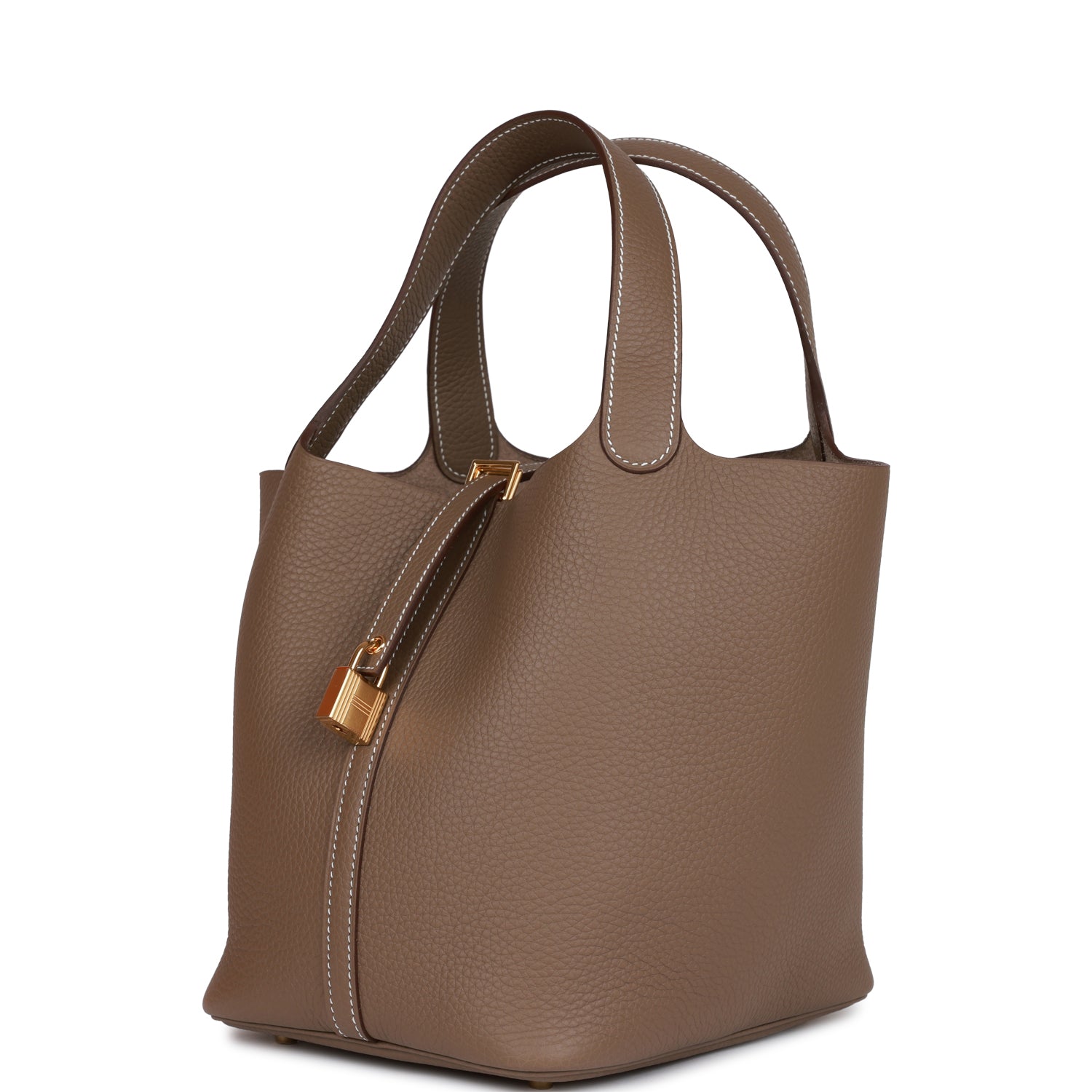 H Picotin Lock 22 Etoupe Clemence Gold Hardware