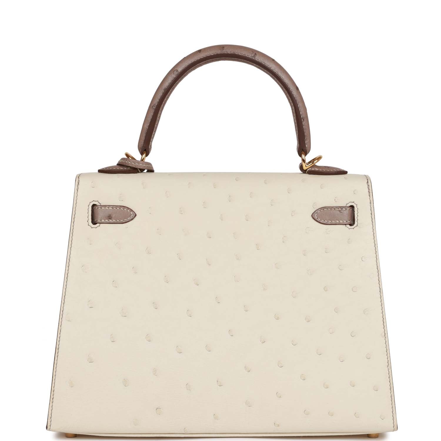 H Special Order (HSS) Kelly Sellier 25 Beton and Gris Asphalte Ostrich Gold Hardware