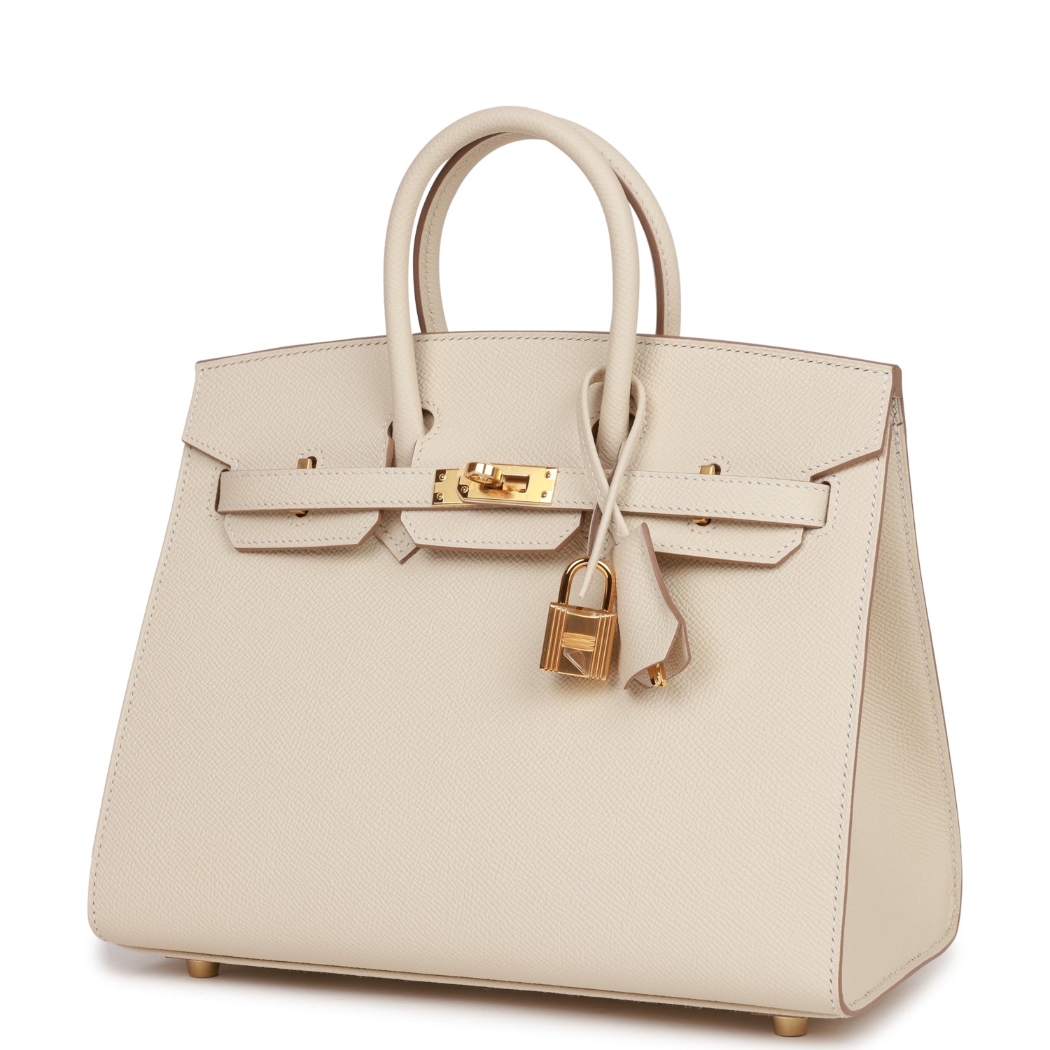 H Birkin Sellier 25 Craie Epsom Gold Hardware