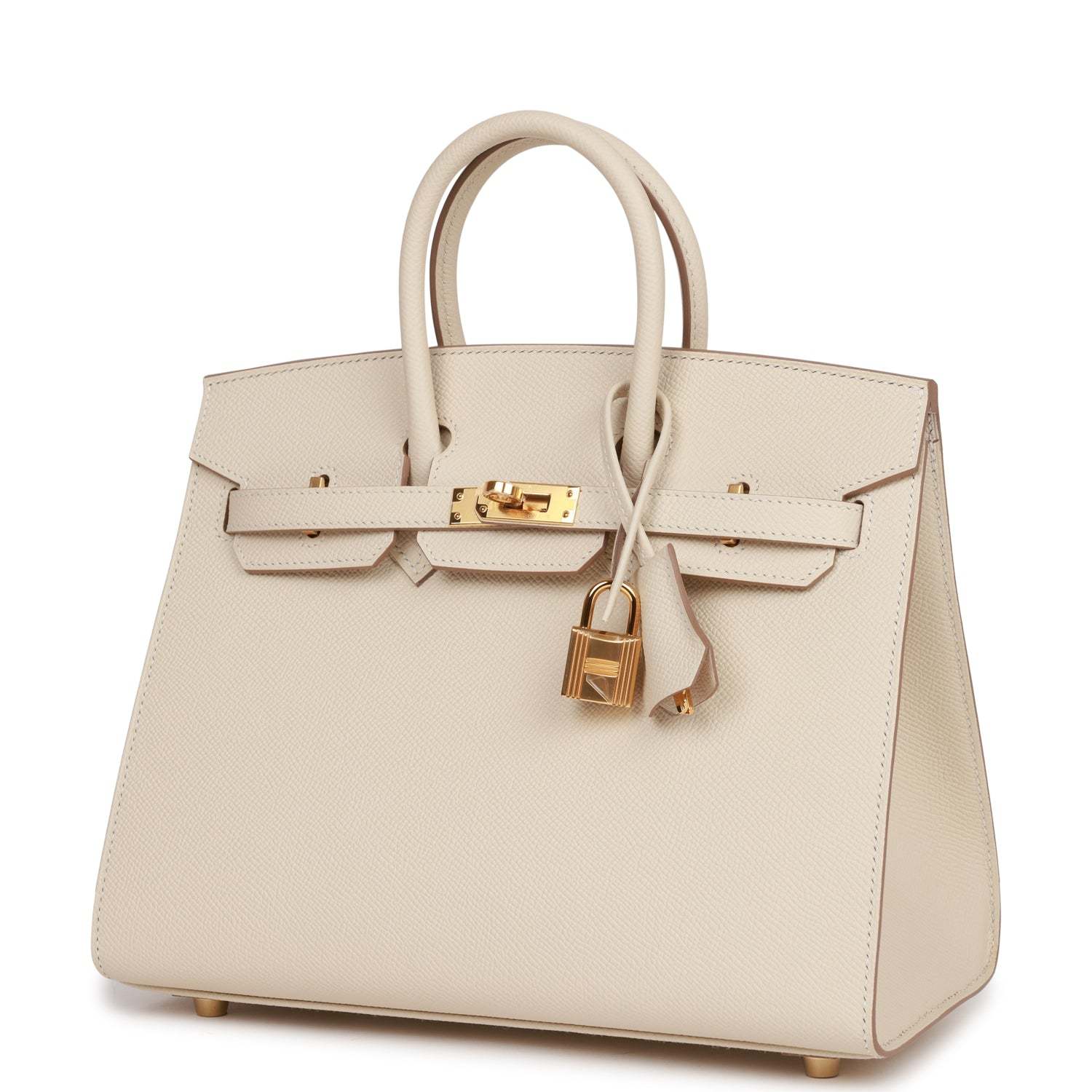H Birkin Sellier 25 Craie Epsom Gold Hardware