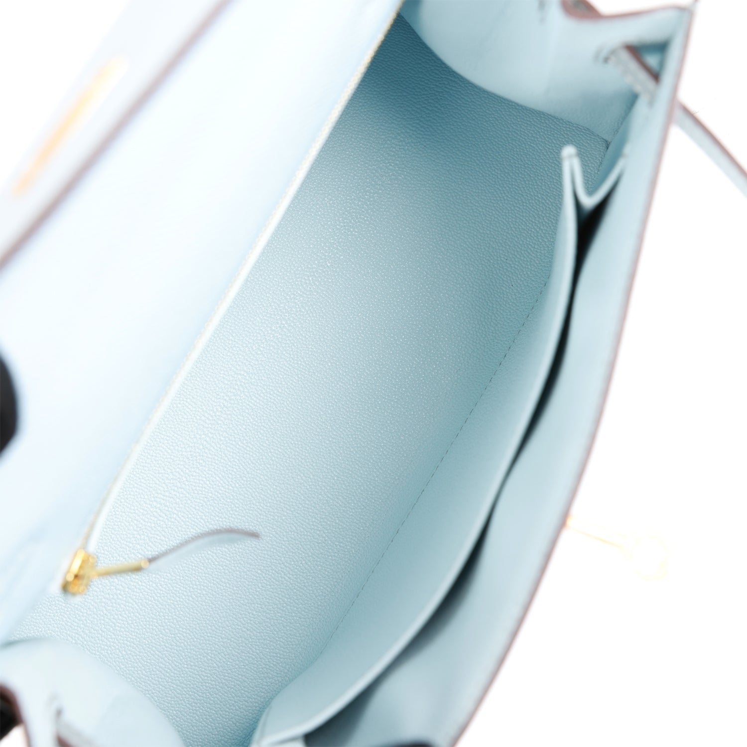 H Special Order (HSS) Kelly Sellier 25 Bleu Brume and Bleu Glacier Epsom Brushed Gold Hardware