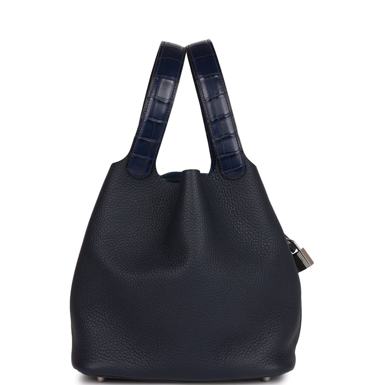 H Picotin Lock 18 Bleu Nuit Clemence and Matte Alligator Touch Palladium Hardware