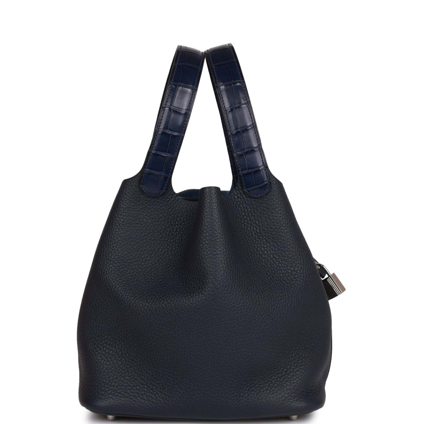H Picotin Lock 18 Bleu Nuit Clemence and Matte Alligator Touch Palladium Hardware