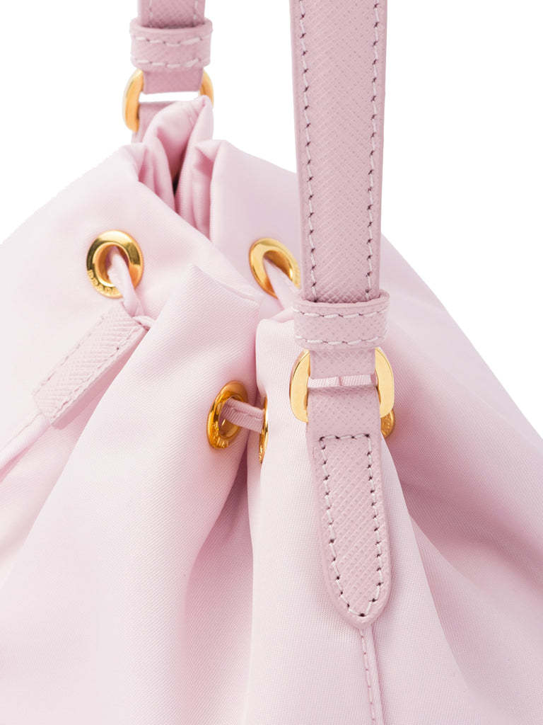 PP Duet Re-Nylon Bucket Shoulder Bag in Alabaster Pink