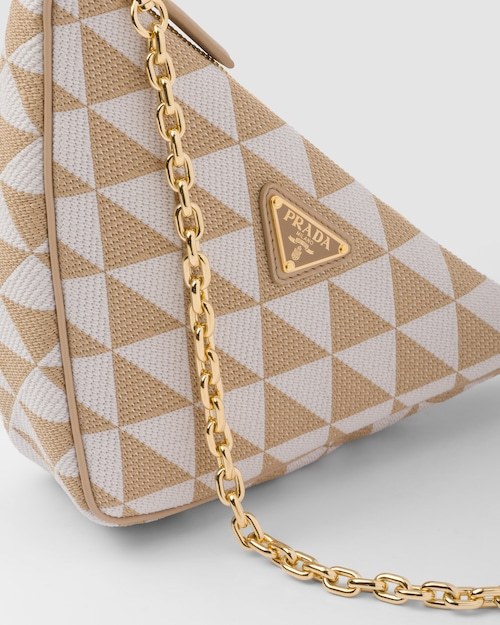 Embroidered fabric mini-bag - Beige/Chalk White