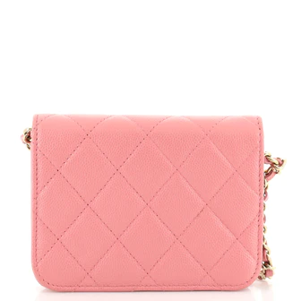 CC Classic Flap Card Holder on Chain Quilted Caviar Mini