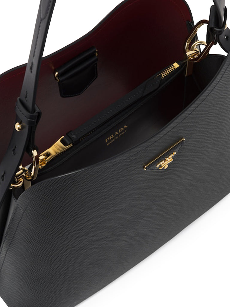 PP Saffiano Leather PP Matin??e Bag in Black