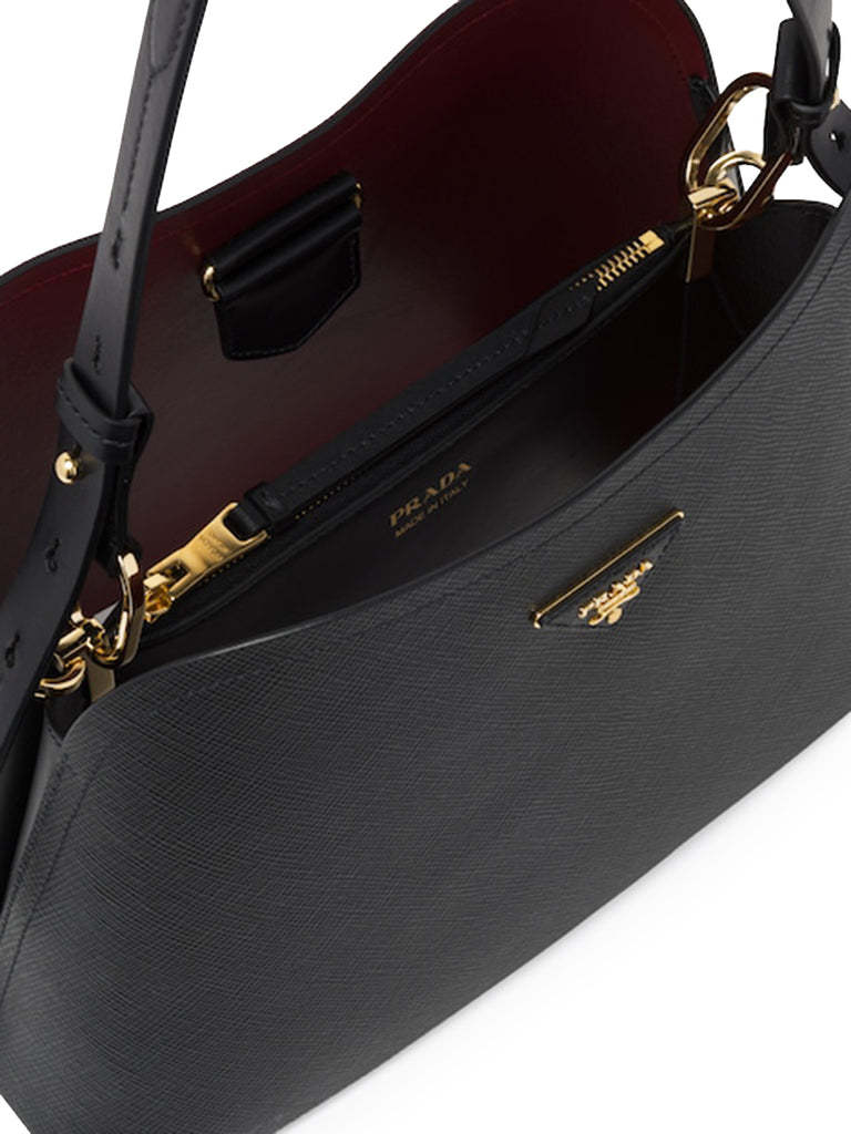 PP Saffiano Leather PP Matin??e Bag in Black