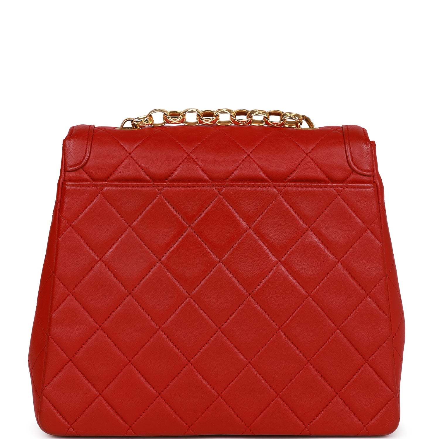 Vintage CC Trapeze Flap Bag Red Lambskin Gold Hardware