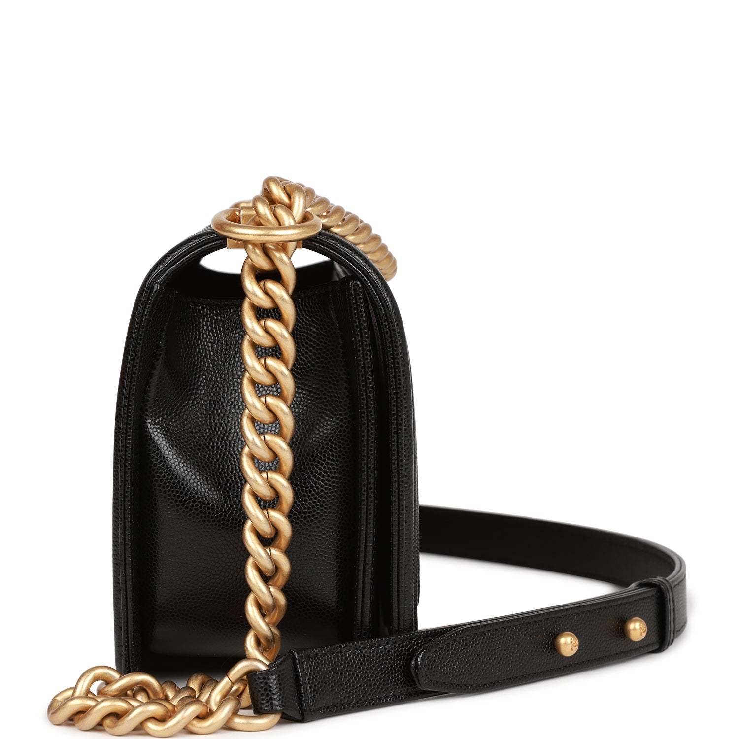 CC Medium Boy Bag Black Caviar Antique Gold Hardware
