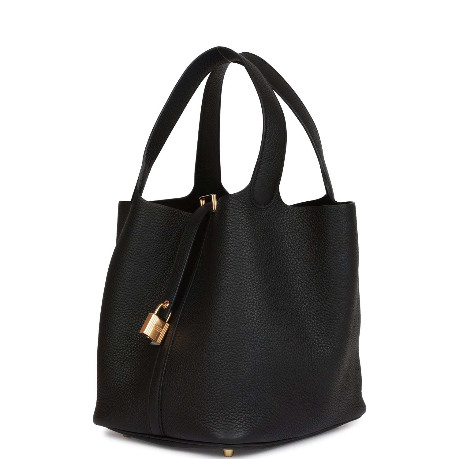 H Picotin Lock 22 Black Clemence Gold Hardware