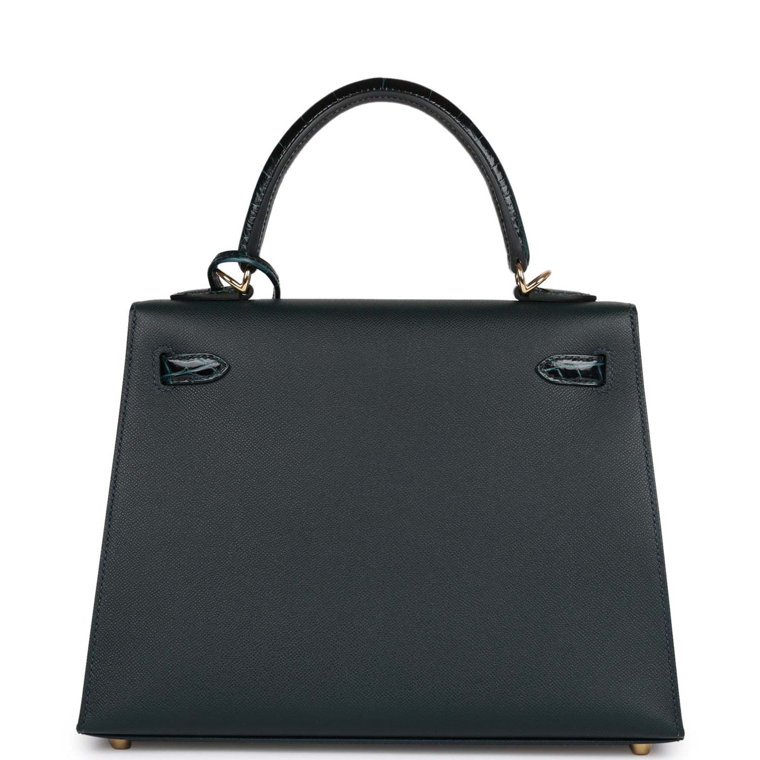 H Kelly Sellier 25 Vert Rousseau Madame and Shiny Niloticus Crocodile Touch Gold Hardware