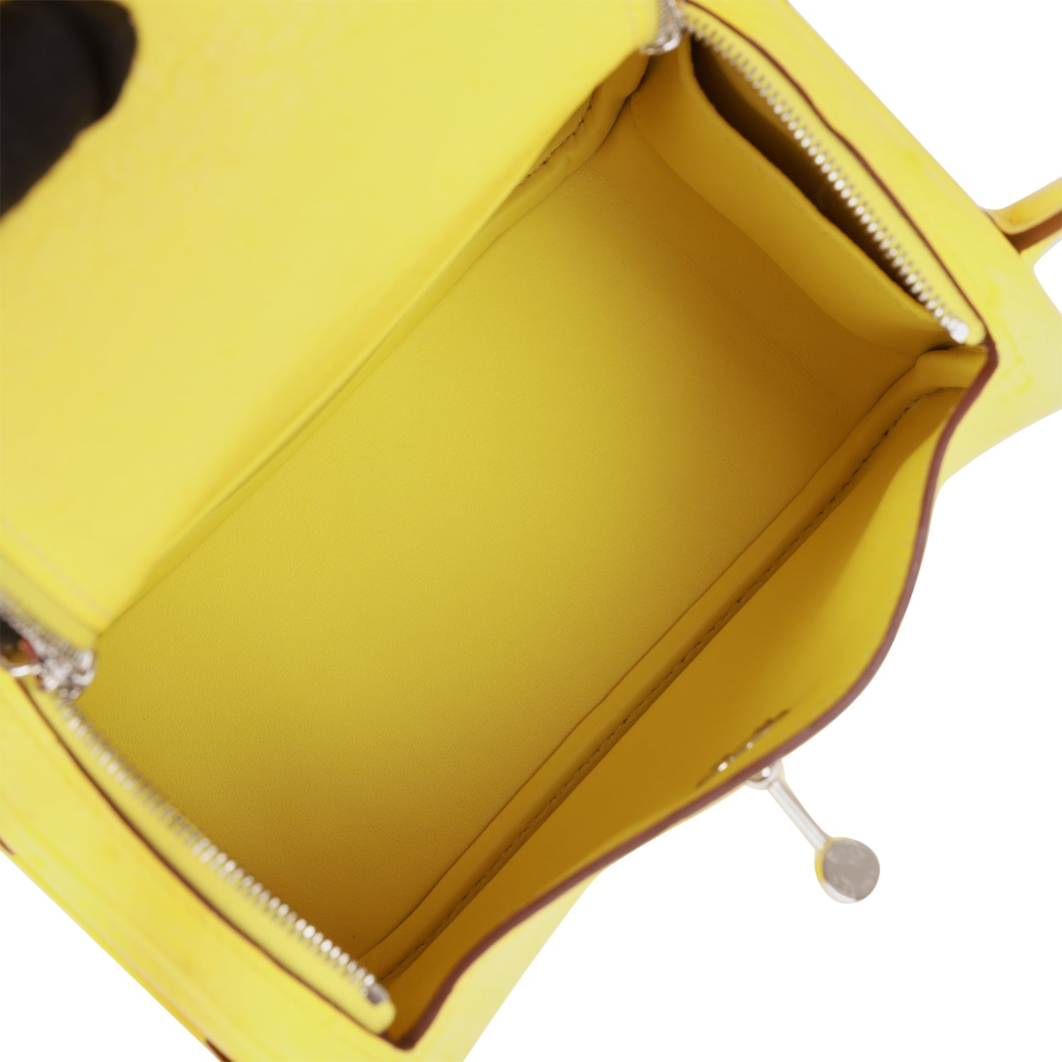 H Mini Lindy Jaune Citron Ostrich Palladium Hardware