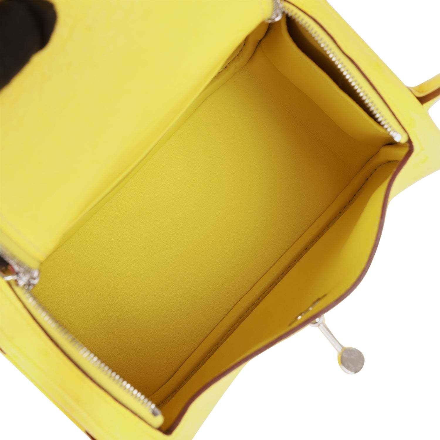 H Mini Lindy Jaune Citron Ostrich Palladium Hardware