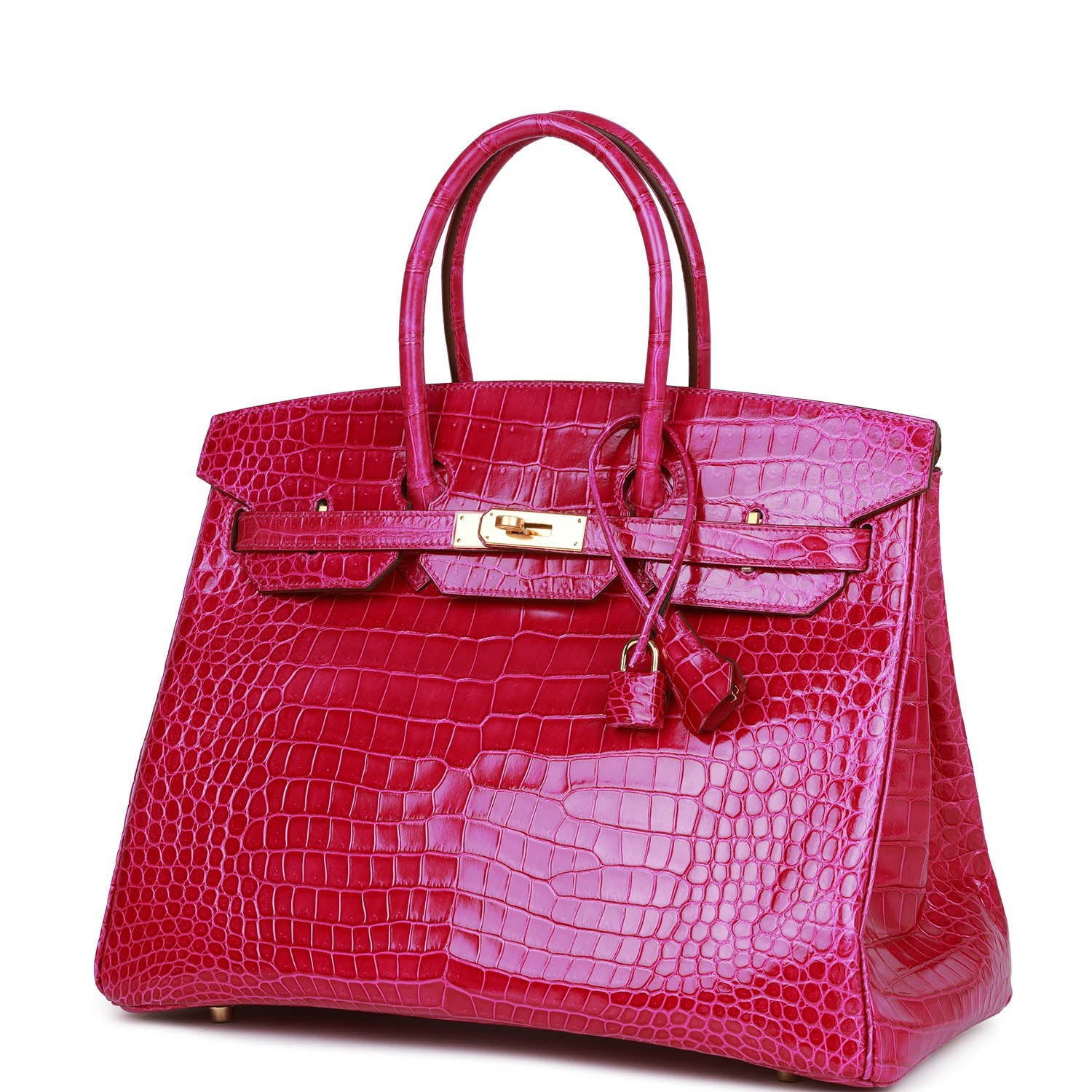 H Birkin 35 Rose Scheherazade Shiny Niloticus Crocodile Gold Hardware