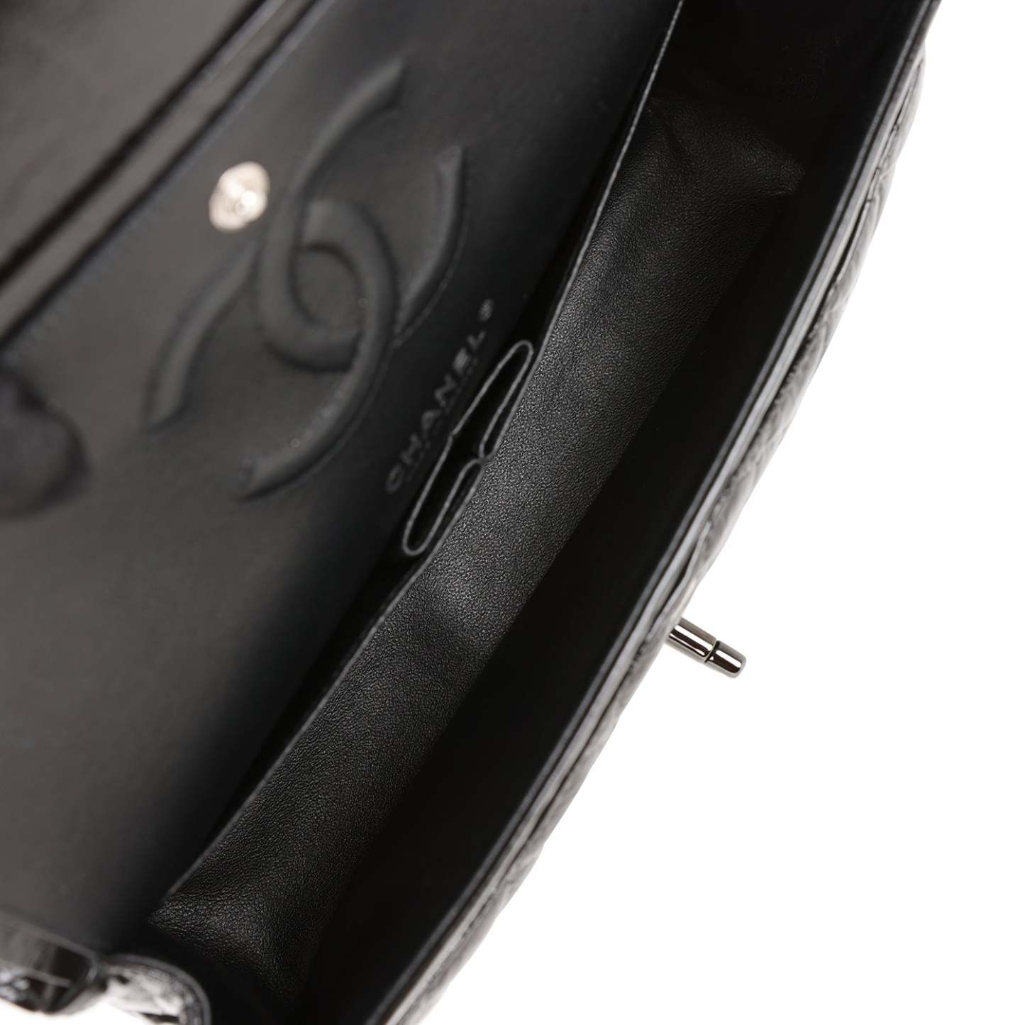 CC Medium Classic Double Flap Bag SO Black Crumpled Calfskin Black Hardware