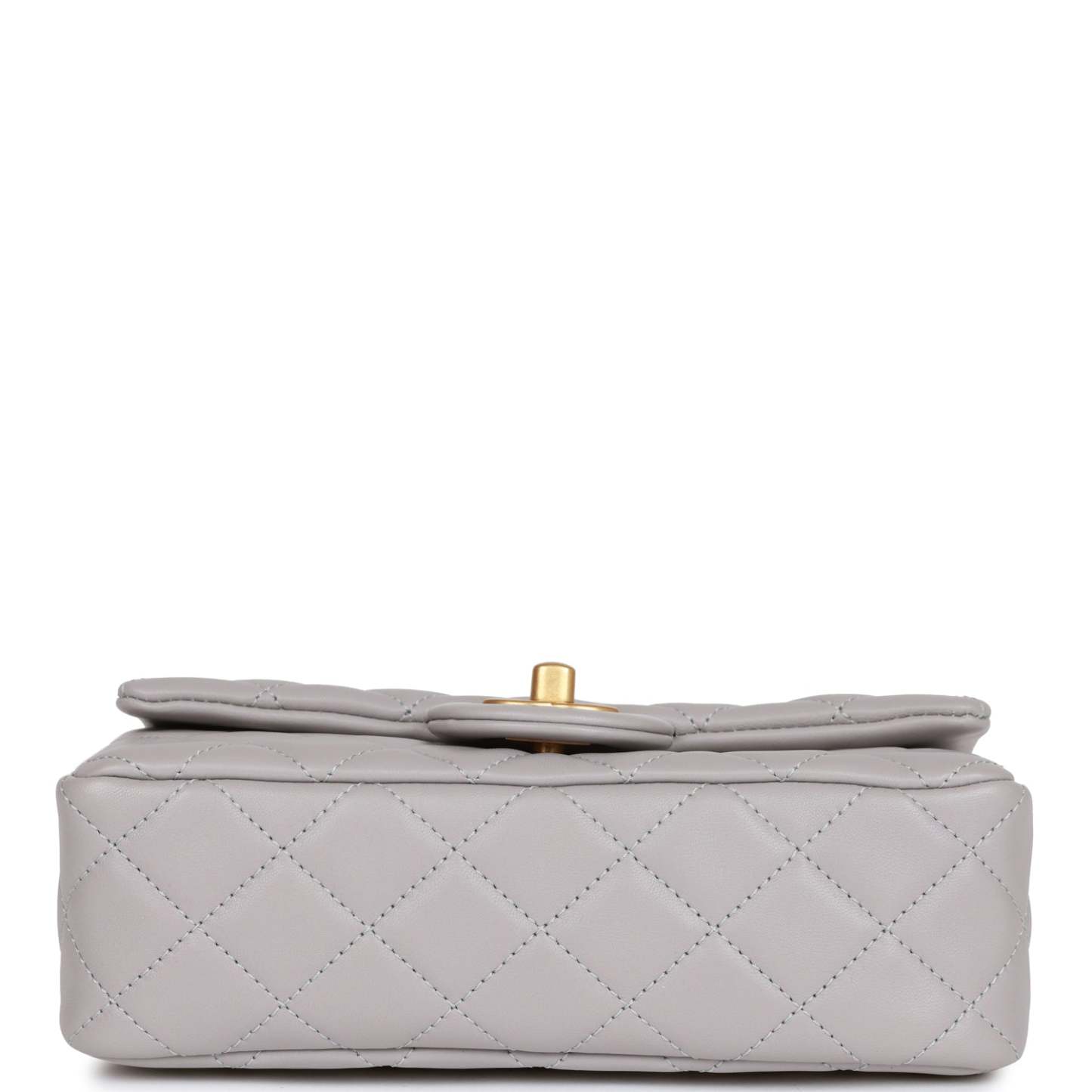 CC Pearl Crush Mini Rectangular Flap Bag Light Grey Lambskin Antique Gold Hardware