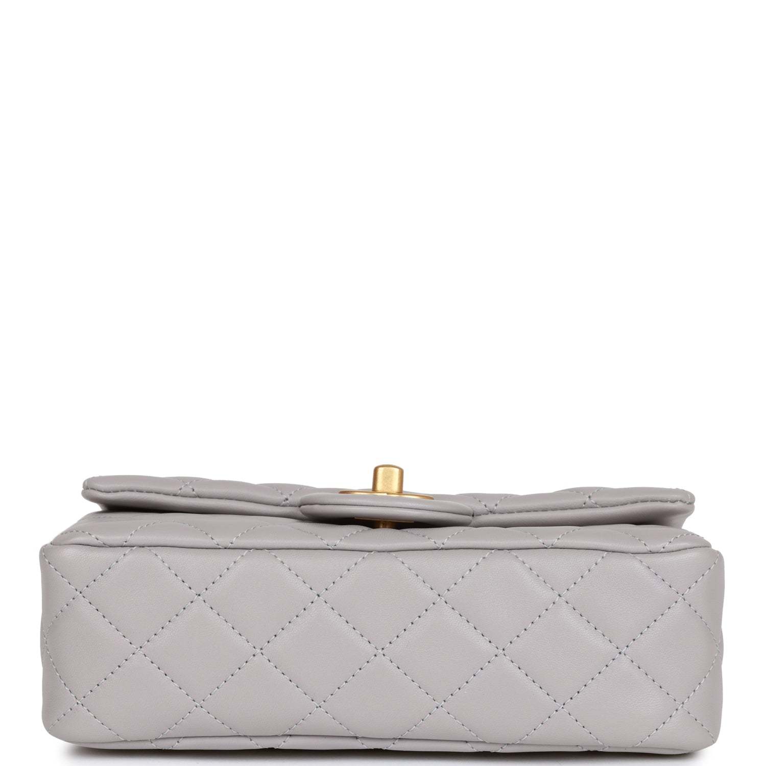 CC Pearl Crush Mini Rectangular Flap Bag Light Grey Lambskin Antique Gold Hardware