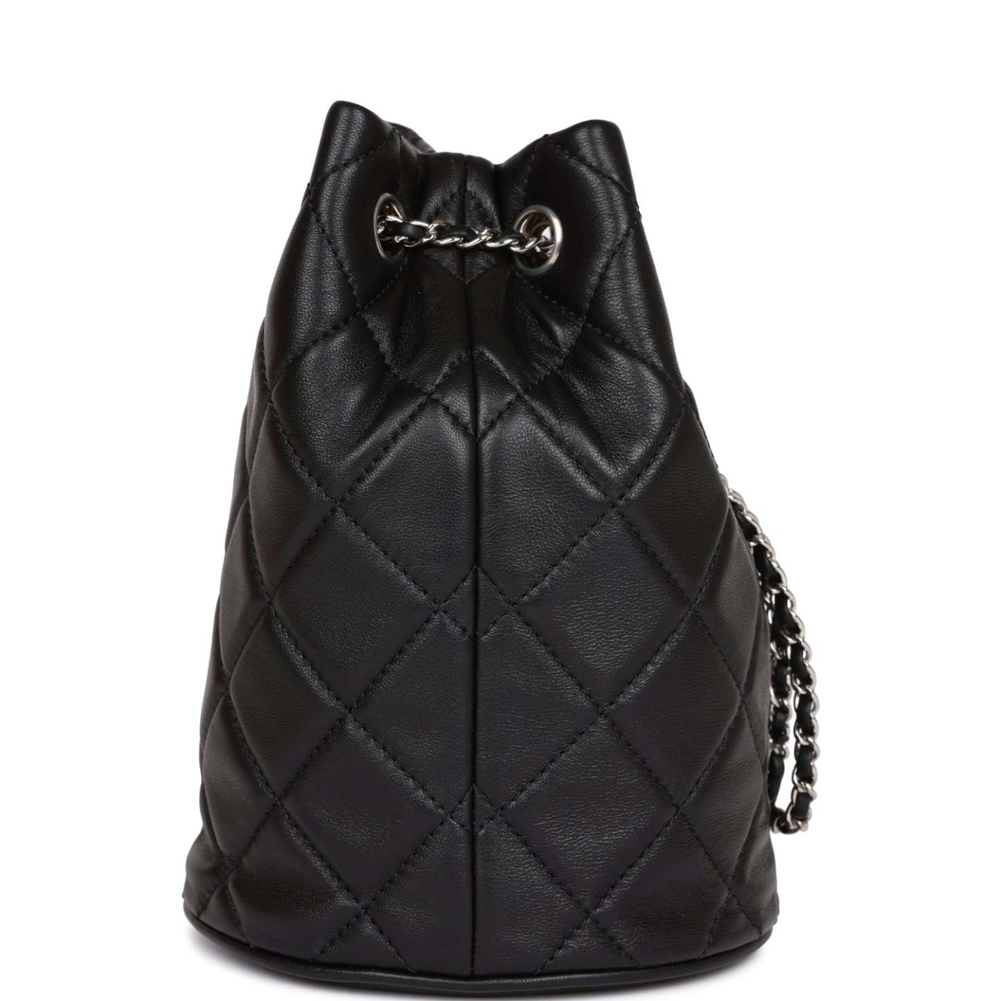 CC Mini Bucket Bag Black Lambskin Silver Hardware