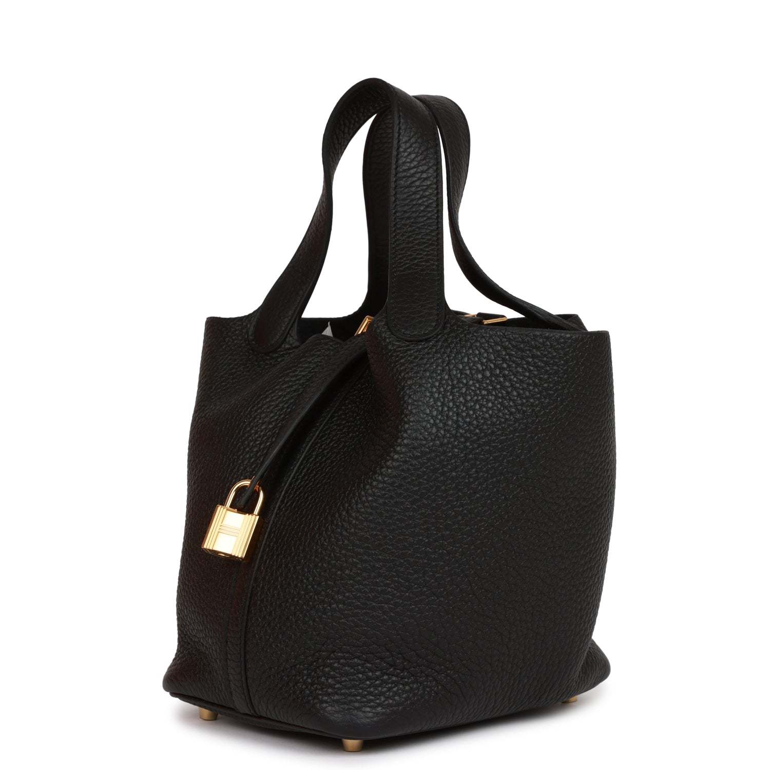 H Picotin Lock 18 Black Clemence Gold Hardware