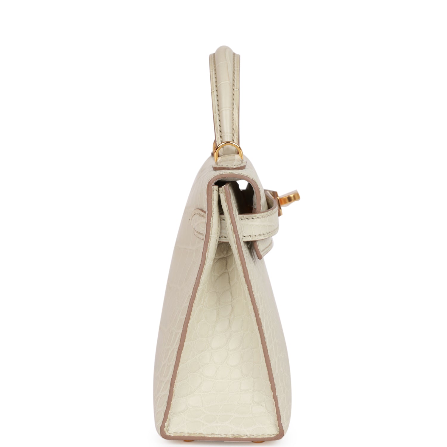 H Kelly Sellier 20cm Beton Matte Alligator Gold Hardware