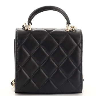 CC Square Classic Flap Top Handle Clutch with Chain Quilted Lambskin