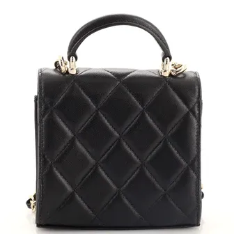 CC Square Classic Flap Top Handle Clutch with Chain Quilted Lambskin