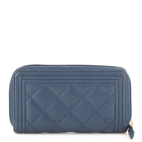 CC Boy Zip Around Wallet Quilted Caviar Small