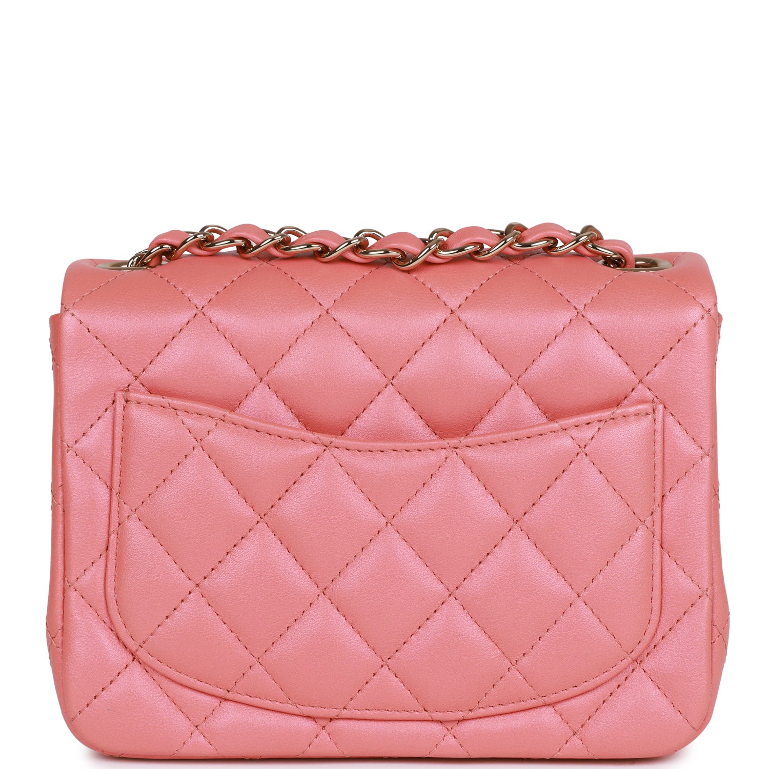 CC Mini Square Flap Bag Pink Lambskin Light Gold Hardware