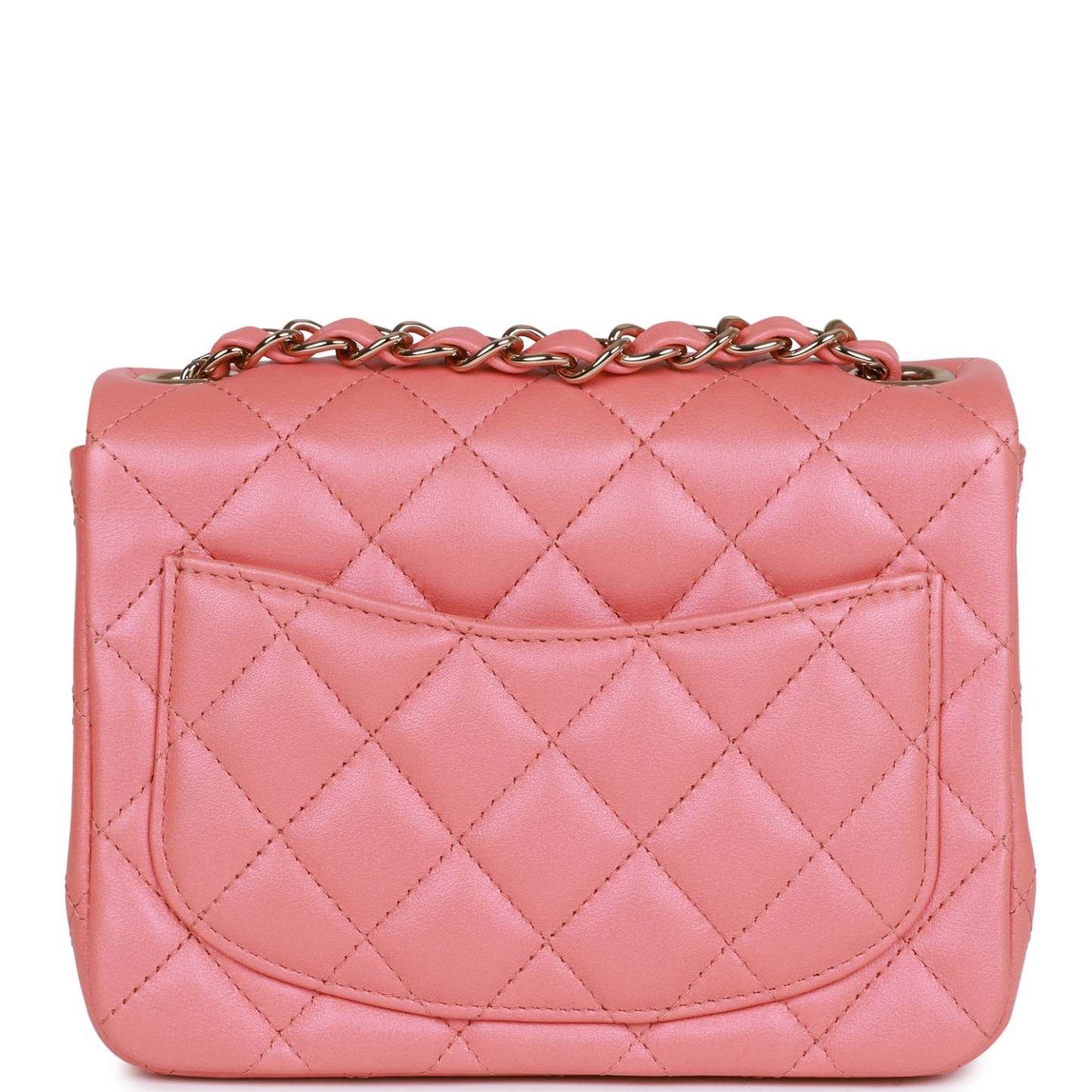 CC Mini Square Flap Bag Pink Lambskin Light Gold Hardware