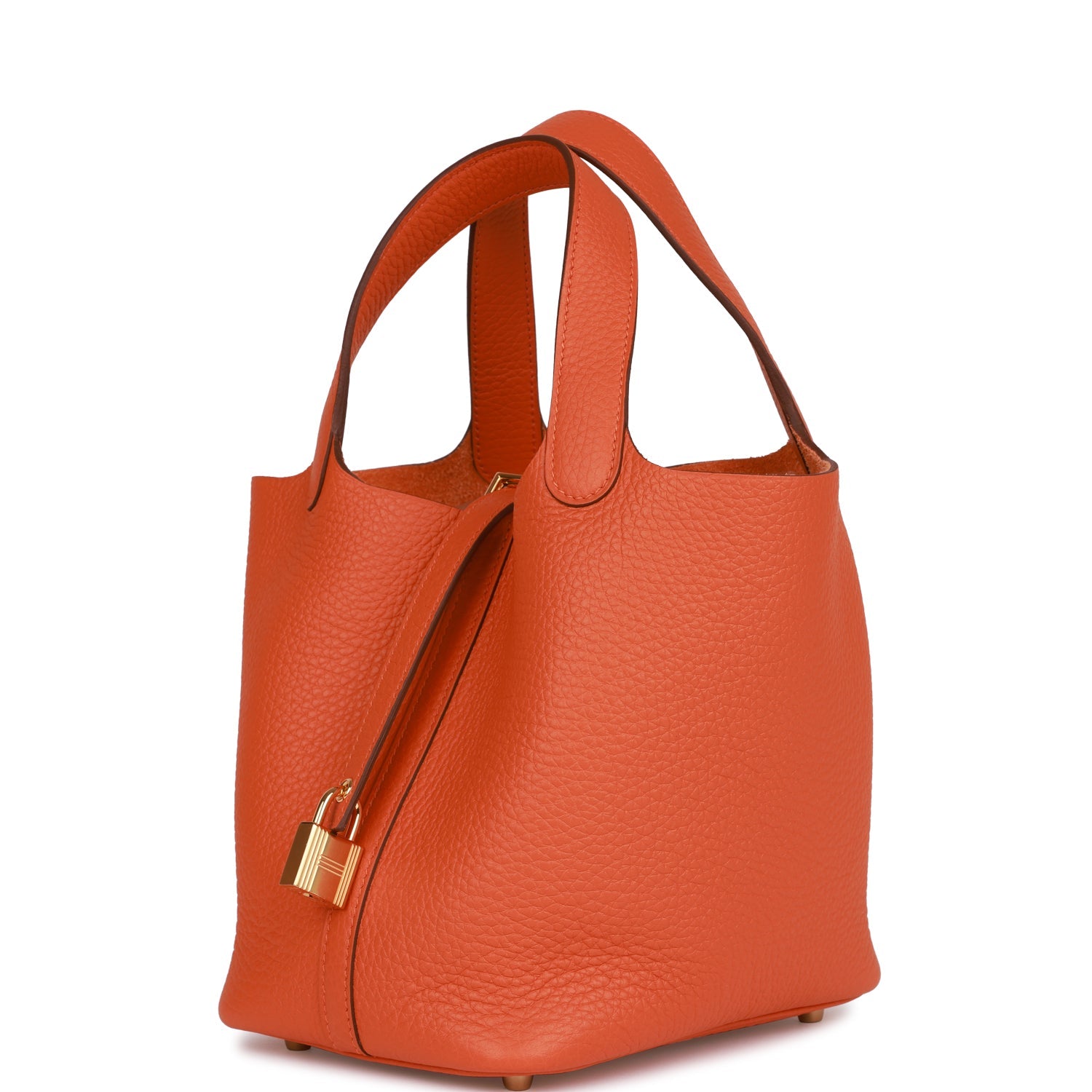 H Picotin Lock 18 Orange Clemence Gold Hardware