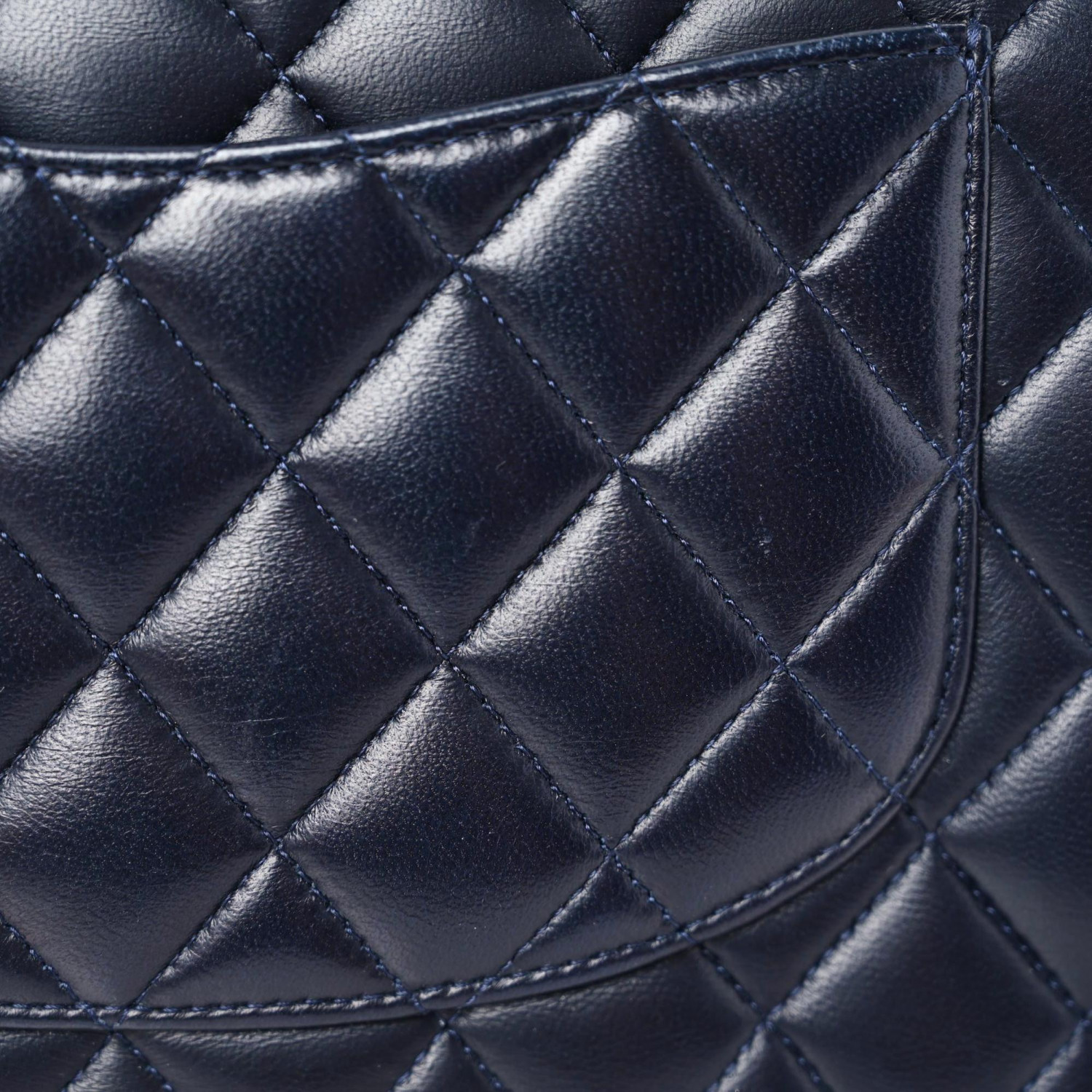 CC CN34 Lambskin Quilted Medium Double Flap in Navy