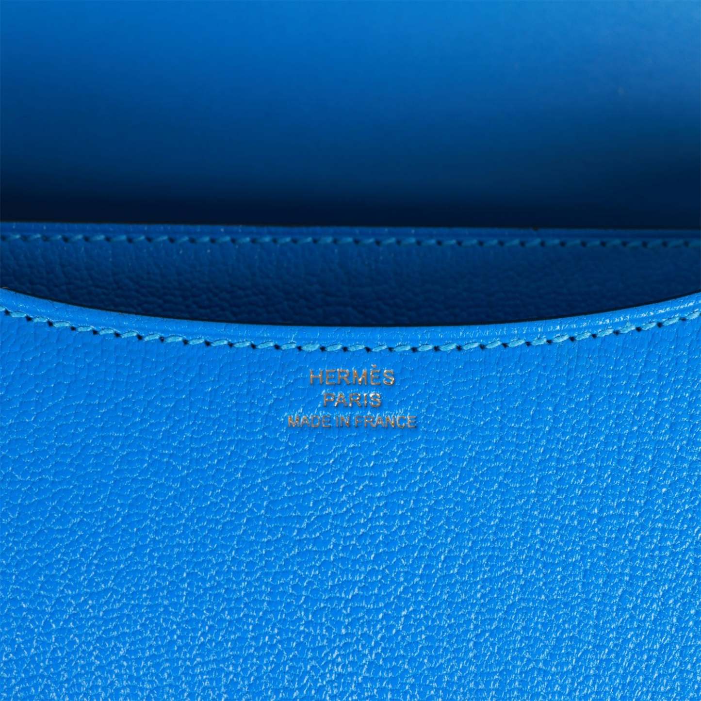 H Constance 18 Bleu Hydra Chevre Gold Hardware