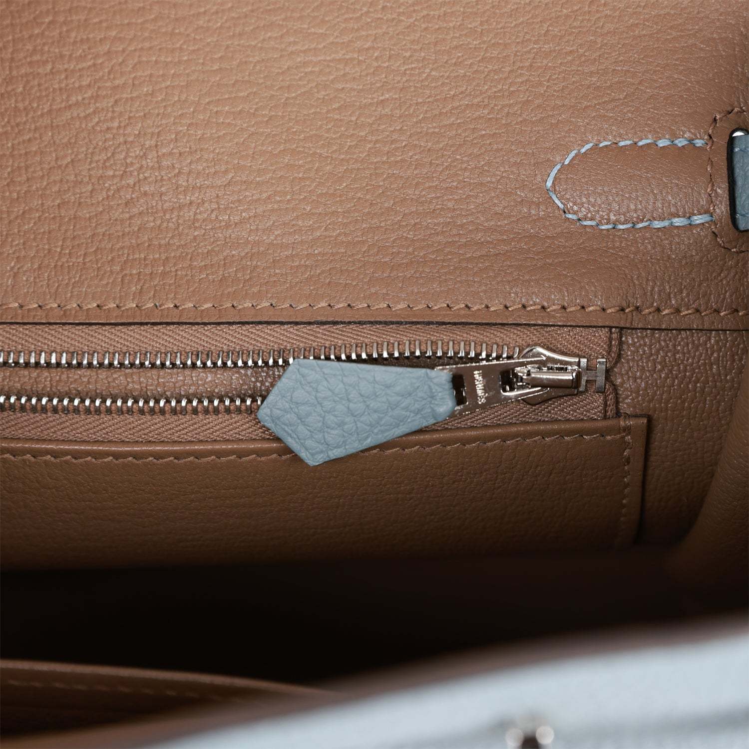 H Birkin 25 Bleu Lin Verso Togo Palladium Hardware