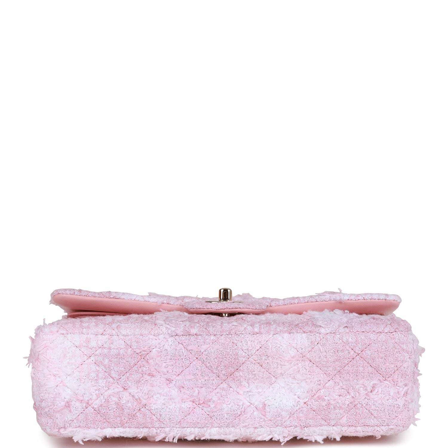 CC Medium Classic Double Flap Bag Rose Sakura Tweed Light Gold Hardware