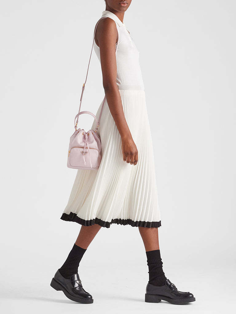 PP Duet Re-Nylon Bucket Shoulder Bag in Alabaster Pink