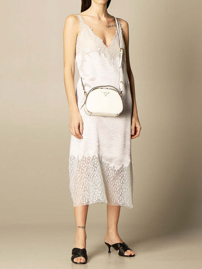 PP Saffiano Leather Odette Bag in White