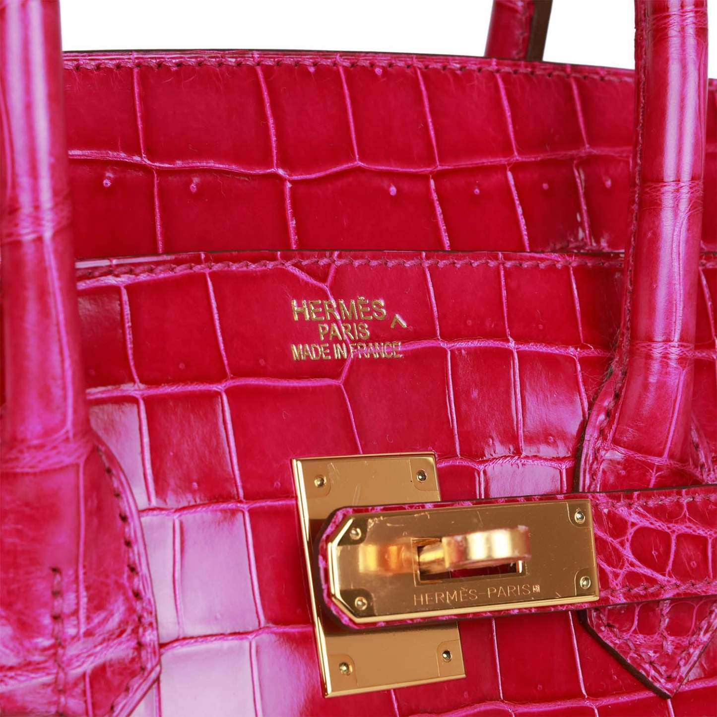 H Birkin 35 Rose Scheherazade Shiny Niloticus Crocodile Gold Hardware