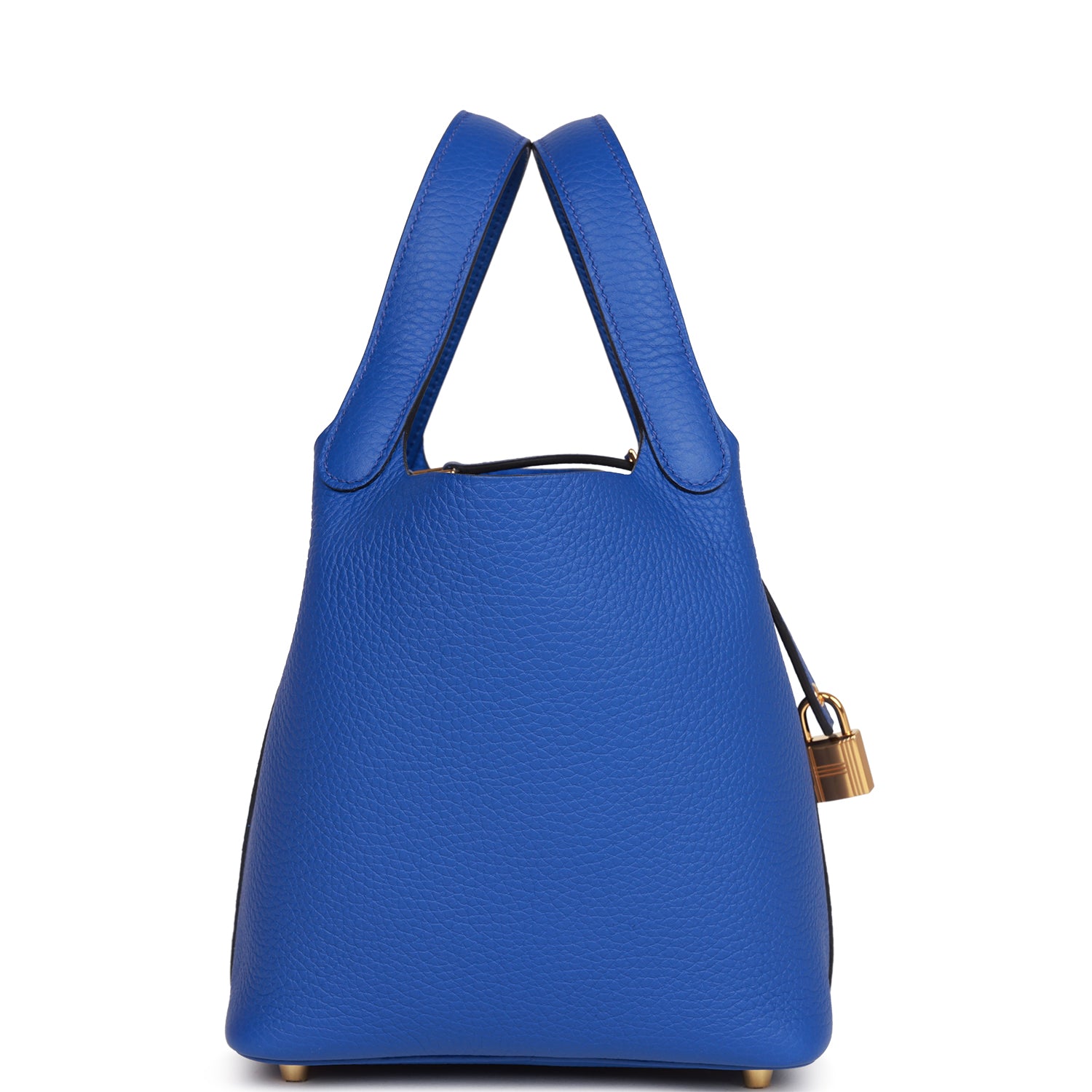 H Picotin Lock 18 Bleu Royal Clemence Gold Hardware